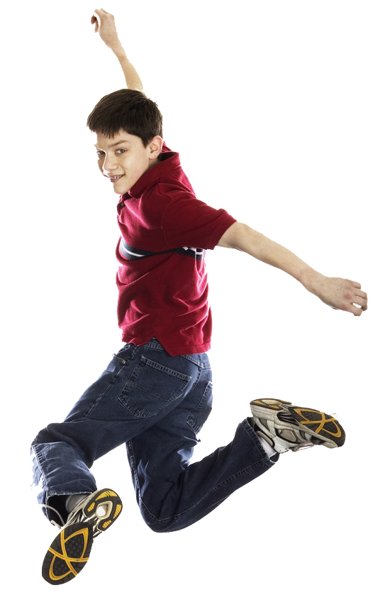 Rear View of Boy Leaping into Air