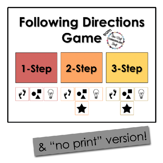 Following Directions Game and No-Print
