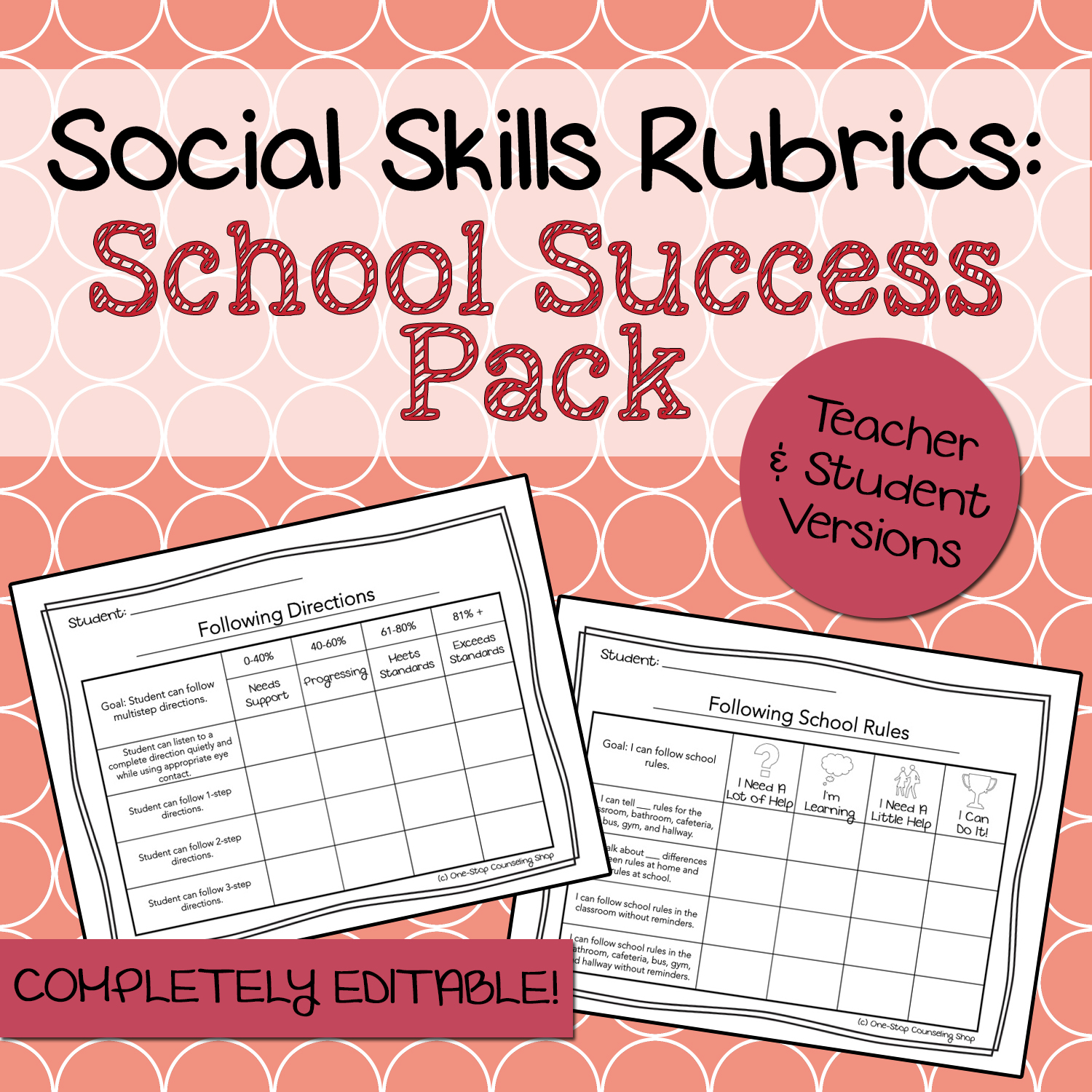 School Success Social Skills Rubrics